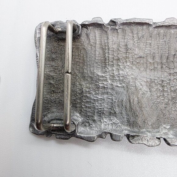 Vintage 90s PAPPAGALLO Pewter Tone Metal Two Piece Belt Buckle Abstract Y2K main image 4